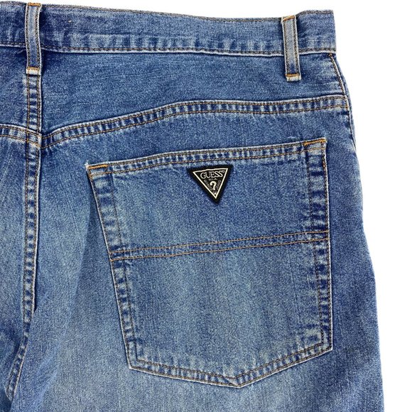 VTG RARE GUESS Black Patch Logo Denim Jeans - Picture 10 of 15